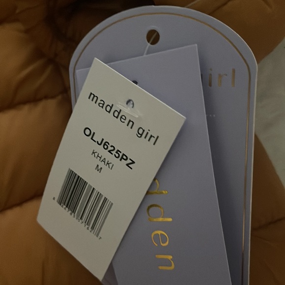 Madden Girl Women's Hooded Puffer Jacket in Khaki, Medium - Picture 15 of 15